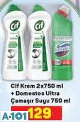 CİF KREM 2X750 ML+DOMESTOS ULTRA ÇAMAŞIR SUYU 750 ML CİF KREM 2X750 ML+DOMESTOS ULTRA ÇAMAŞIR SUYU 750 ML